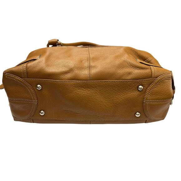 Tignanello Women's Pebbled Leather Shoulder Handbag Purse Brown With Wristlet - Picture 10 of 16